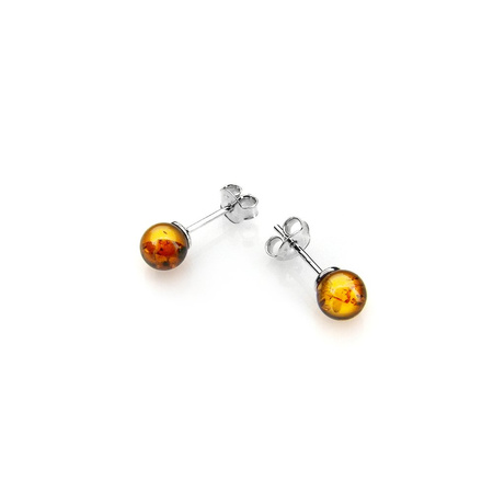 Silver earrings with amber