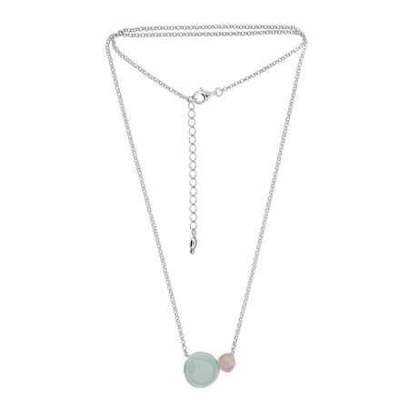 Silver necklace with agate and quartz