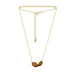 Silver necklace with amber