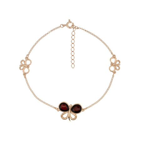 Silver bracelet with amber - butterfly