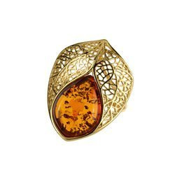 Silver ring with amber