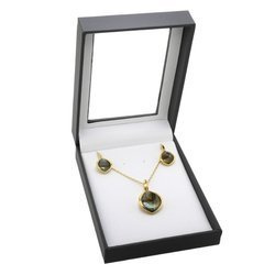Silver set with labradorite