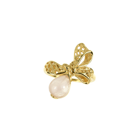 Silver ring with rose quartz - bow
