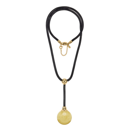 Naszyjnik Qule srebrny z bursztynem