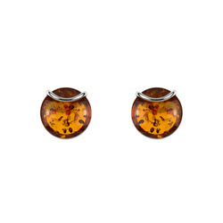 Silver earrings with amber