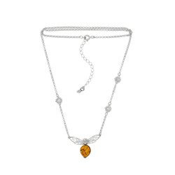 Silver necklace with amber