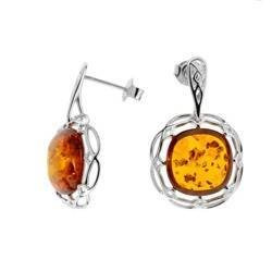 Silver earrings with amber