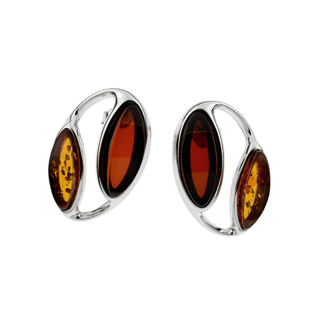 Kolczyki srebrne z bursztynem