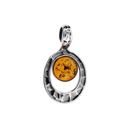 Silver pendant with amber