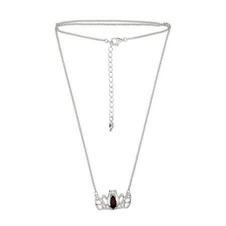 Silver necklace with amber - crown