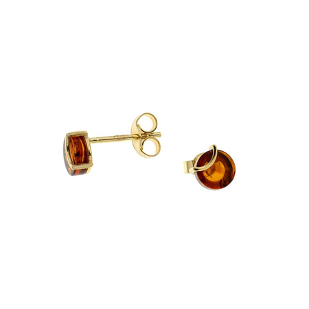 Gold earrings with amber