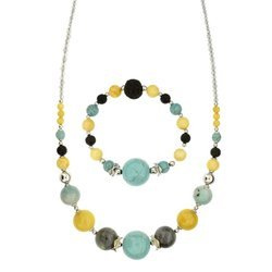 Silver set with amber