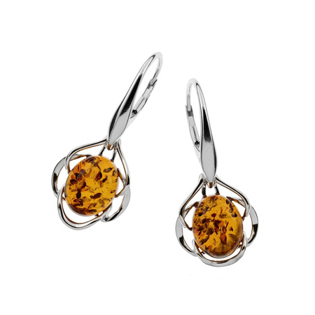 Silver earrings with amber