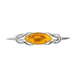 Silver brooch with amber