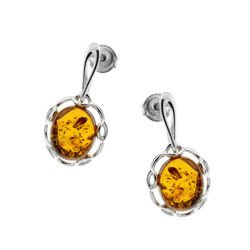 Silver earrings with amber