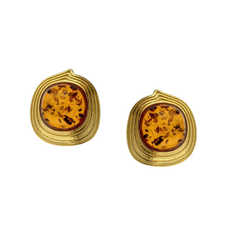 Silver earrings with amber