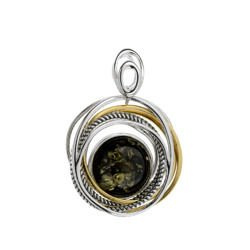 Silver pendant with amber