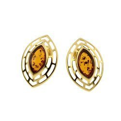 Silver earrings with amber