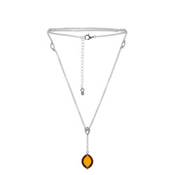 Silver necklace with amber