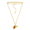 Silver necklace with amber - Ginkgo