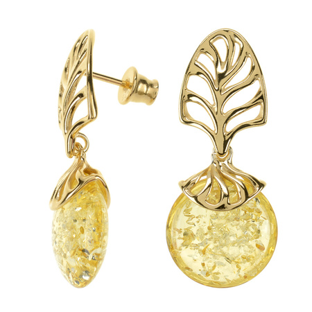 Silver earrings with amber