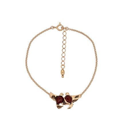 Silver bracelet with amber - doves