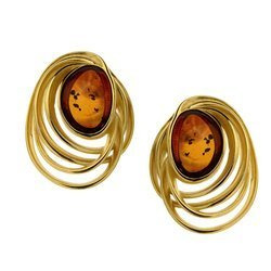 Silver earrings with amber