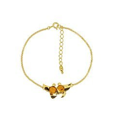Silver bracelet with amber - doves