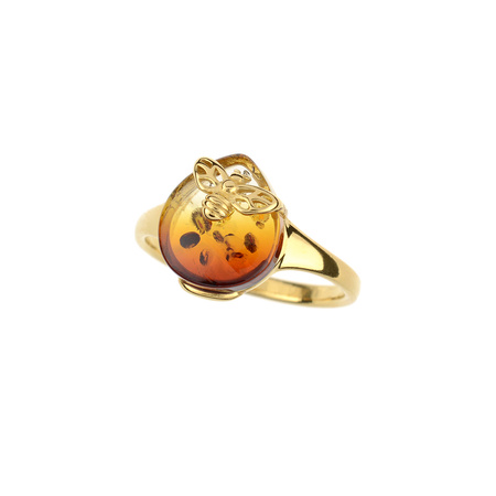 Silver ring with amber