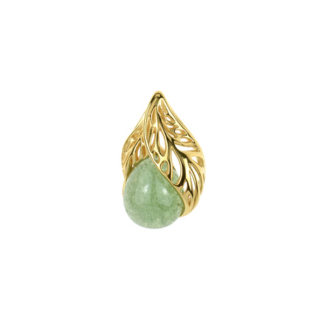 Silver pendant with green quartz - leaf