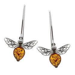 Silver earrings with amber