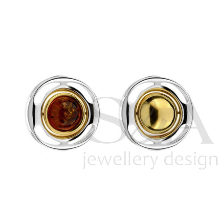 Silver pendant with amber