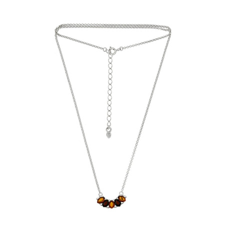 Silver necklace with amber