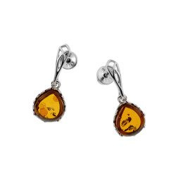 Silver earrings with amber