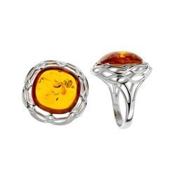 Silver ring with amber
