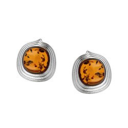 Silver earrings with amber