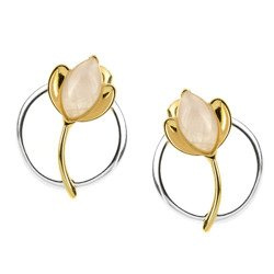 Silver earrings with amber