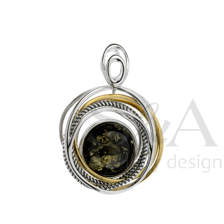 Wisiorek srebrny z bursztynem