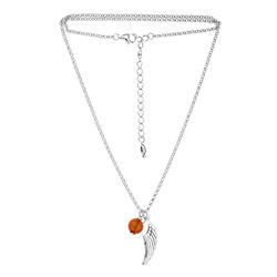 Silver necklace with amber