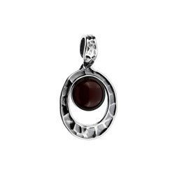 Silver pendant with amber