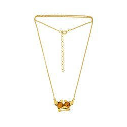 Silver necklace with amber -  doves