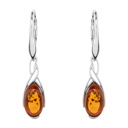 Silver earrings with amber