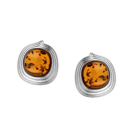 Silver earrings with amber