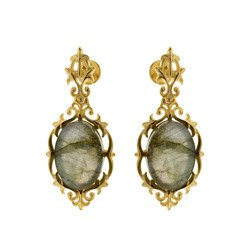 Silver earrings with labradorite