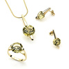 Gold earrings with green citrine
