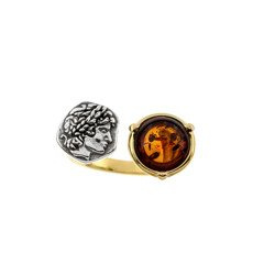 Silver ring with amber