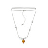 Silver necklace with amber