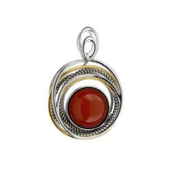 Silver pendant with amber