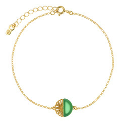 Silver bracelet with green agate