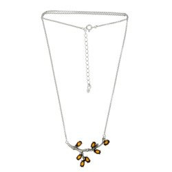 Silver necklace with amber